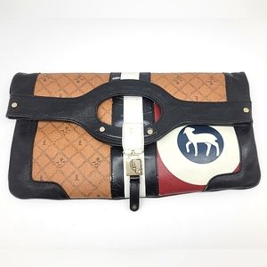 Authentic Gwen Stefani L.A.M.B Rare Leather Convertible Clutch To Tote Handbag